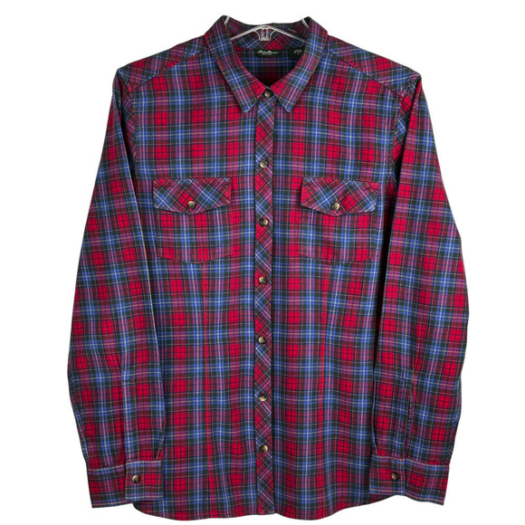 Eddie Bauer Tops - Eddie Bauer Shirt Cotton Red Blue Plaid Women's XL Long Sleeve Pockets Casual
